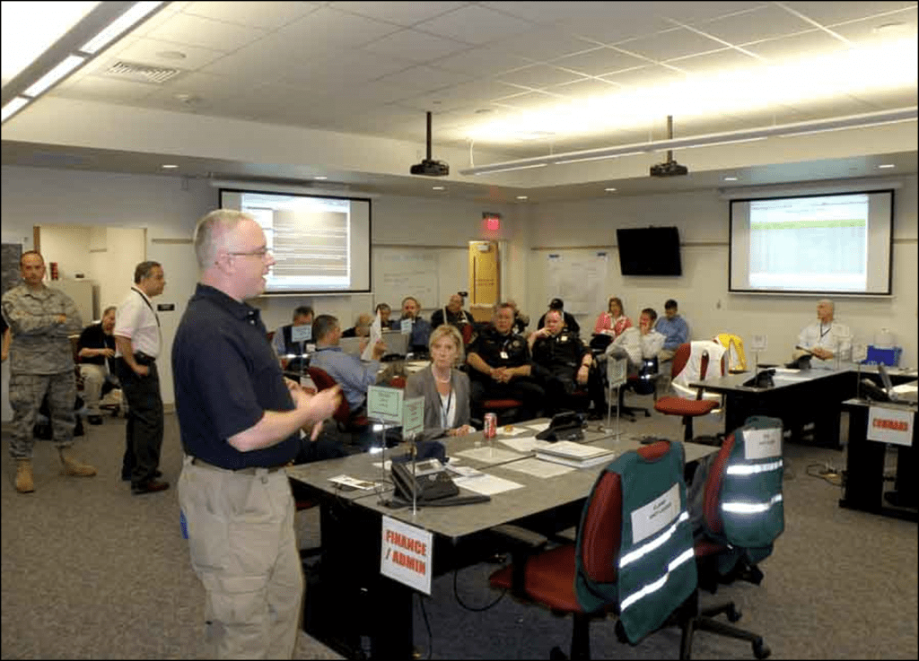 Man speaking at a Regional Coordination Center